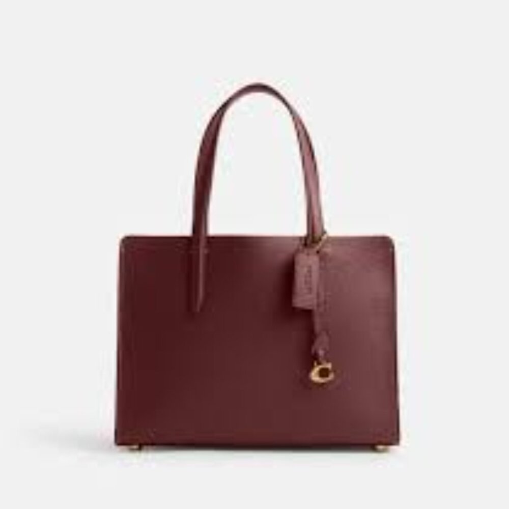 #159 - NWT, Coach Polished Pebble Leather Carter Carryall 28 Wine - Picture 5 of 11